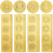 40 Sheets 4 Styles Self Adhesive Gold Foil Embossed Stickers, Medal Decoration Sticker, Mixed Shapes, 5x5cm, about 10 sheets/style(DIY-CP0010-45)