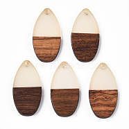 Walnut Wood & Luminous Glow in the Dark Resin Pendants, Teardrop Charms, PapayaWhip, 31x15.5x3.5mm, Hole: 2mm(RESI-N039-77)