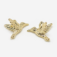 Brass Charms, Birds, Real 18K Gold Plated, 8x11x7mm, Hole: 1mm(X-KK-N200-070)