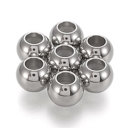 202 Stainless Steel Beads, with Rubber Inside, Slider Beads, Stopper Beads, Stainless Steel Color, 7.8x6.2mm, Hole: 3.5mm(STAS-K204-02A-P)