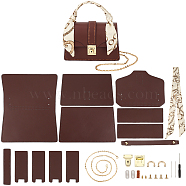 DIY Sew on PU Leather Crossbody Bag Making Kit, Including Fabric, Zinc Alloy Clasp and Polyester Ribbon, Needles & Thread, Screwdrive, Coconut Brown(DIY-WH0386-71A)