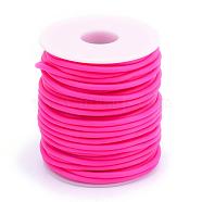 Hollow Pipe PVC Tubular Synthetic Rubber Cord, Wrapped Around White Plastic Spool, Camellia, 2mm, Hole: 1mm, about 54.68 yards(50m)/roll(RCOR-R007-2mm-11)
