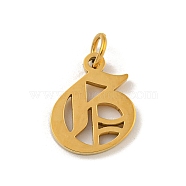 Ion Plating(IP) 304 Stainless Steel Charms, Laser Cut, Golden, Letter Charm, Letter G, 14x11.5x1.5mm, Hole: 3mm(STAS-I010-01G-G)