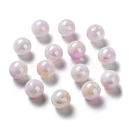 Two Tone Opaque Acrylic Beads, Round, Pearl Pink, 10mm, Hole: 1.8mm, about 1020pcs/500g(SACR-P024-01B-W12)