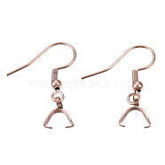 Ion Plating(IP) 304 Stainless Steel Hooks, Ear Wire, with Ice Pick Pinch Bails, Rose Gold, 27x20mm, 21 Gauge, Pin: 0.7mm(STAS-N092-163RG)
