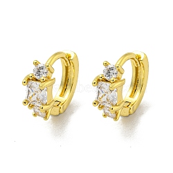 Brass Micro Pave Cubic Zirconia Hoop Earring, Real 18K Gold Plated, Clear, 10.5x4.8mm(EJEW-C088-18G-01)