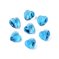 Transparent Glass Beads, Faceted, Heart, Deep Sky Blue, 14x14x8.5mm, Hole: 1mm(GLAA-Q066-14mm-A10)