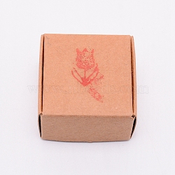 Resin Chapter, DIY Handmade Resin Soap Stamp Chapter,  Square, Flower Pattern, 21.5x22x22.5mm(DIY-WH0183-17G)