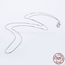 Rhodium Plated 925 Sterling Silver Box Chain Necklaces, with Spring Ring Clasps, with 925 Stamp, Platinum, 16 inch(40cm), 0.65mm(STER-F039-40cm-03P)