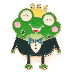 Frog Enamel Pins, Alloy Brooches for Backpack Clothes, Black, 30x22.5mm(JEWB-Q010-06KCG-02)