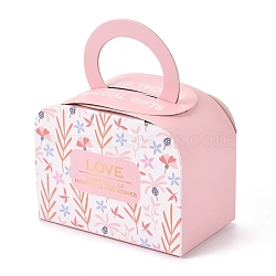 Paper Portable Candy Boxes, Bakery Box, Baby Shower Gift Box, Rectangle, Pink, 8x6.5x11cm(CON-K009-01D)