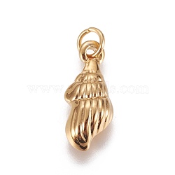 304 Stainless Steel Pendants, Conch, Golden, 18x7.5x4mm, Hole: 3mm(STAS-L222-25G)