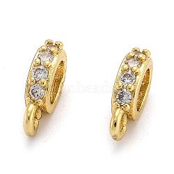 Brass Micro Pave Cubic Zirconia Tube Bails, Loop Bails, Oval, Real 18K Gold Plated, 11x6x2.5mm, Hole: 1mm and 5x3mm(ZIRC-H119-11G)