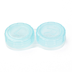 PP Plastic Contact Lens Case for Girl, Two Tone, Cyan, 27.5x56x12mm, Inner Diameter: 20.5mm(AJEW-I061-A01)