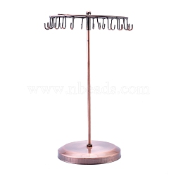 Multi-functional Iron Rotating Jewelry Display Rack, For Hanging Necklaces, Earrings, Bracelets, Red Copper, 240x240x350mm(EDIS-K002-12R)