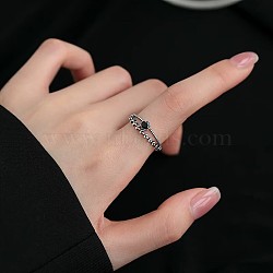 925 Sterling Silver with Natural Spinel Finger Rings, Antique Silver, Flat Round, Inner Diameter: 20mm(WGB2E64-15)