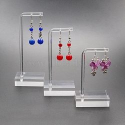 3Pcs L Shaped Acrylic Earring Displays Sets, Jewelry Display Racks, Clear, 5x3x9cm, 5x3x11cm, 5x3x13cm(EDIS-WH0011-03)