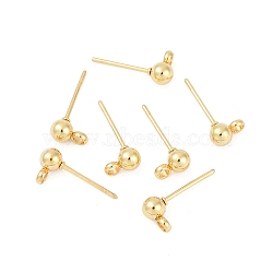 304 Stainless Steel Ball Post Stud Earring Findings, with Loop and 316 Surgical Stainless Steel Pin, Golden, 15x7x4mm, Pin: 0.8mm(STAS-Z035-01G-H)