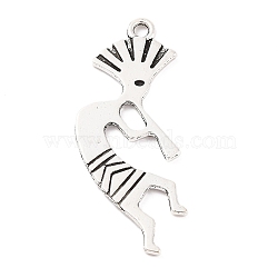 Tibetan Style Alloy Pendants, Cadmium Free & Lead Free, Kokopelli, Antique Silver, 38x16x1.5mm, Hole: 2mm, about 483pcs/1000g(TIBEP-R304-010AS-LF)