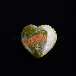 Natural Unakite Love Heart Stone, Pocket Palm Stone for Reiki Balancing, Home Display Decorations, 20x20mm(PW-WG32553-09)