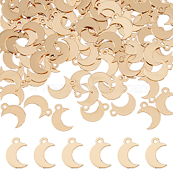 100Pcs Long-Lasting Plated Brass Charms, Moon Charm, Light Gold, 9x6x0.3mm, Hole: 1mm(FIND-DC0005-72)
