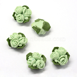 Handmade Porcelain Cabochons, China Clay Beads, Flower, Light Green, 15.5~17.5x15~17x8~9mm(PORC-S1003-22E)