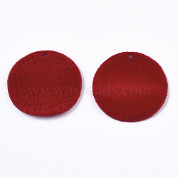 Flocky Alloy Pendants, Flat Round, FireBrick, 30x2.5mm, Hole: 1.8mm(PALLOY-S134-002C)