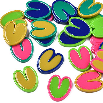 Opaque Cellulose Acetate(Resin) Cabochons, Heart, Mixed Color, 22x19x2.5mm