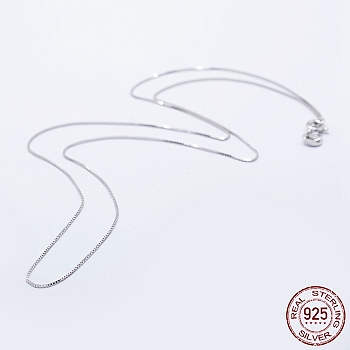 Rhodium Plated 925 Sterling Silver Box Chain Necklaces, with Spring Ring Clasps, with 925 Stamp, Platinum, 16 inch(40cm), 0.65mm