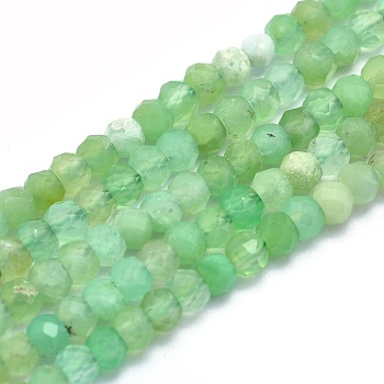 Natural Chrysoprase Beads Strands, Rondelle, Faceted, 3x2mm, Hole: 0.5mm, about 194~195pcs/strand, 15.7 inch(40cm)