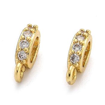 Brass Micro Pave Cubic Zirconia Tube Bails, Loop Bails, Oval, Real 18K Gold Plated, 11x6x2.5mm, Hole: 1mm and 5x3mm