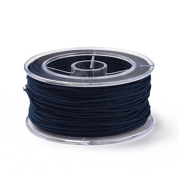 Macrame Cotton Cord, Braided Rope, with Plastic Reel, for Wall Hanging, Crafts, Gift Wrapping, Marine Blue, 1mm, about 30.62 Yards(28m)/Roll