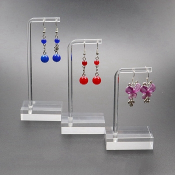 3Pcs L Shaped Acrylic Earring Displays Sets, Jewelry Display Racks, Clear, 5x3x9cm, 5x3x11cm, 5x3x13cm