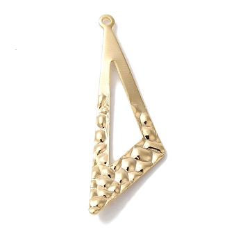 Brass Pendant, Lead Free & Cadmium Free, Triangle, Real 24K Gold Plated, 37.5x12x1mm, Hole: 1.4mm