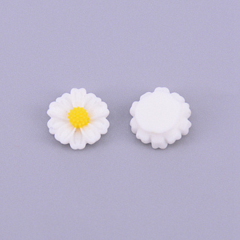 Resin Cabochons, DIY Accessories, Daisy Flower, White, 24.5x5.5mm