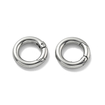 304 Stainless Steel Spring Gate Clasp Findings, Ring, Stainless Steel Color, 12x2.5mm, Inner Diameter: 7.5mm