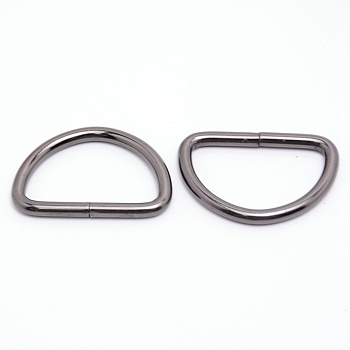 Iron D Rings, Buckle Clasps, For Webbing, Strapping Bags, Garment Accessories, Gunmetal, 27x40x3.8mm