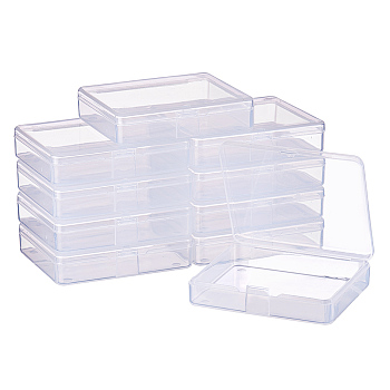 Transparent Plastic Bead Containers, Cuboid, Clear, 7.3x6.4x1.6cm