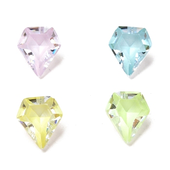 Cubic Zirconia Pointed Back Cabochons, Faceted, Diamond Shape, Mixed Color, 10x9x5.5mm