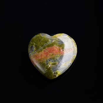 Natural Unakite Love Heart Stone, Pocket Palm Stone for Reiki Balancing, Home Display Decorations, 20x20mm