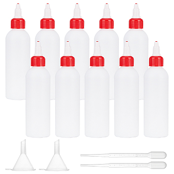 BENECREAT Plastic Squeeze Bottle, Liqiud Bottle, with Plastic Funnel Hopper, Plastic Dropper, White, 39.5x151mm, Capacity: 120ml(4.06 fl. oz), 12pcs