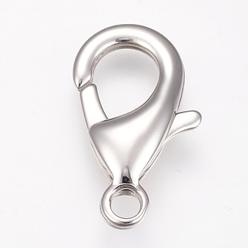 304 Stainless Steel Lobster Claw Clasps, Parrot Trigger Clasps, Stainless Steel Color, 21x13.5x4.5mm, Hole: 2mm