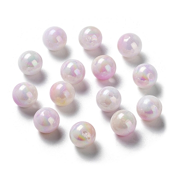 Two Tone Opaque Acrylic Beads, Round, Pearl Pink, 10mm, Hole: 1.8mm, about 1020pcs/500g