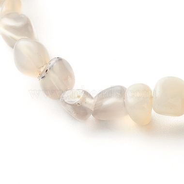 Natural Grey Agate Chip Beads Bracelet for Girl Women(BJEW-JB06748-08)-5