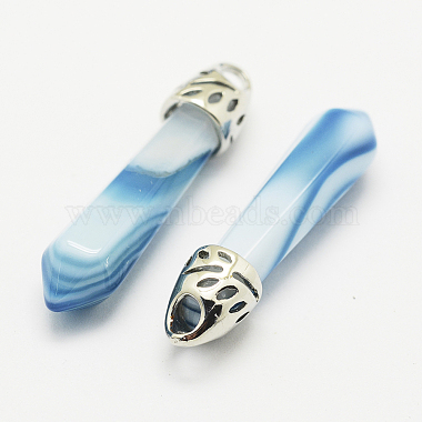 Dyed Bullet Natural Agate Pointed Pendants(G-E332-C01)-2