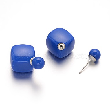 Double-side Acrylic Cube & Round Ear Studs(EJEW-O033-01)-3