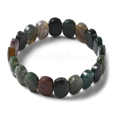 Natural Indian Agate Beaded Stretch Bracelet(G-E010-01-02)-2