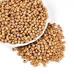 Picasso Baking Paint Glass Seed Beads, Round, Goldenrod, 4~4.5mm, Hole: 1mm, about 4500pcs/pound(SEED-N007-35B)