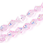 Electroplate Transparent Glass Beads Strands, Flower, AB Color Plated, Pearl Pink, 11~12x8mm, Hole: 1.2mm, about 101~102pcs/strand, 29.92 inch(76cm)(EGLA-N020-03D)