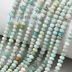 Natural Flower Amazonite Beads Strands, Rondelle, Faceted, 4x2.5~3mm, Hole: 0.6mm, about 138pcs/strand, 15.04''(38.2cm)(G-L651-B02-4x3mm)